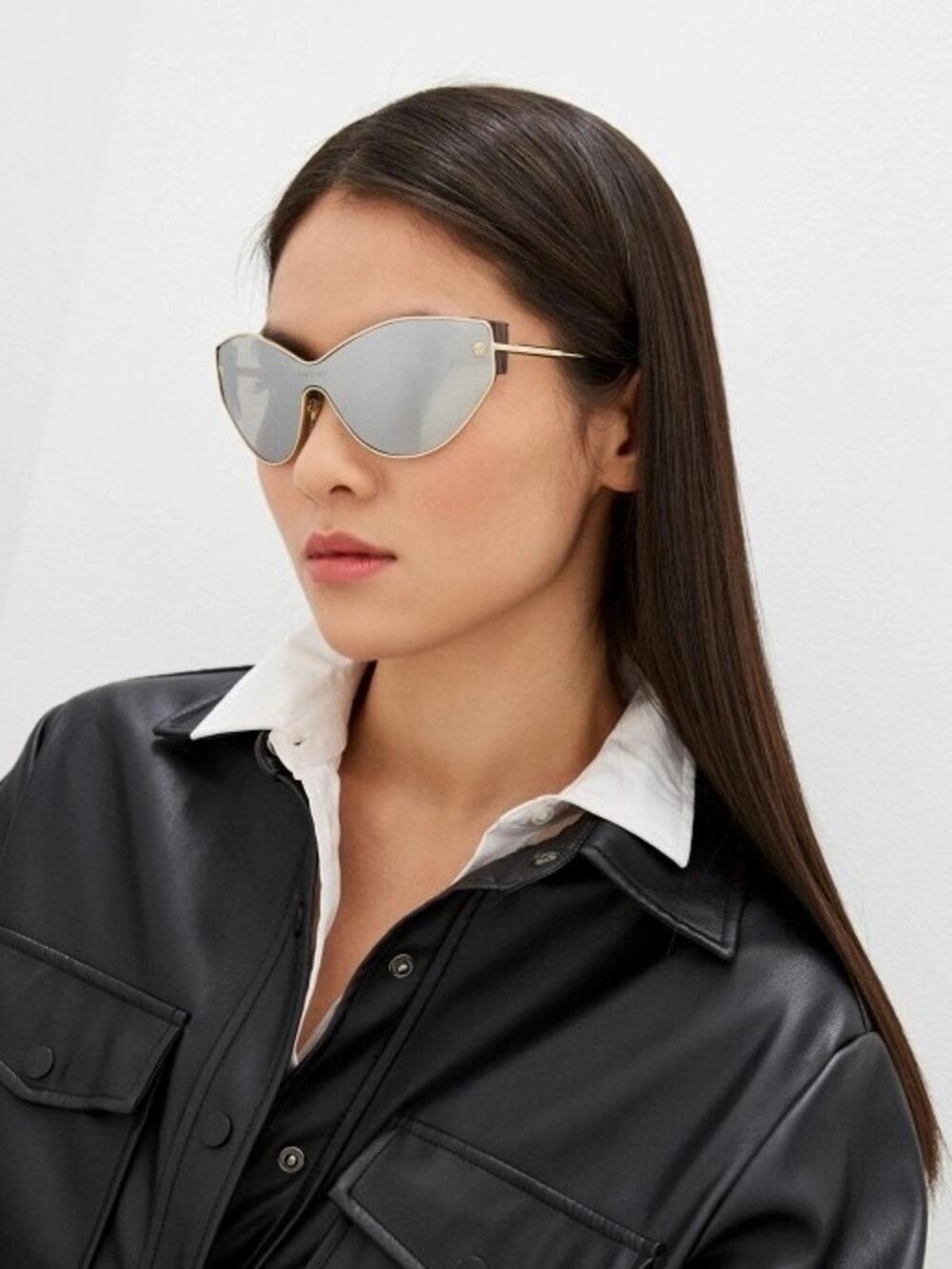 New Versace VE2239 12526G Gold-Tone Cat-Eye Sunglasses Silver Lenses Authentic
